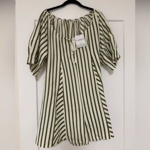 Striped Green and White Romper, Medium